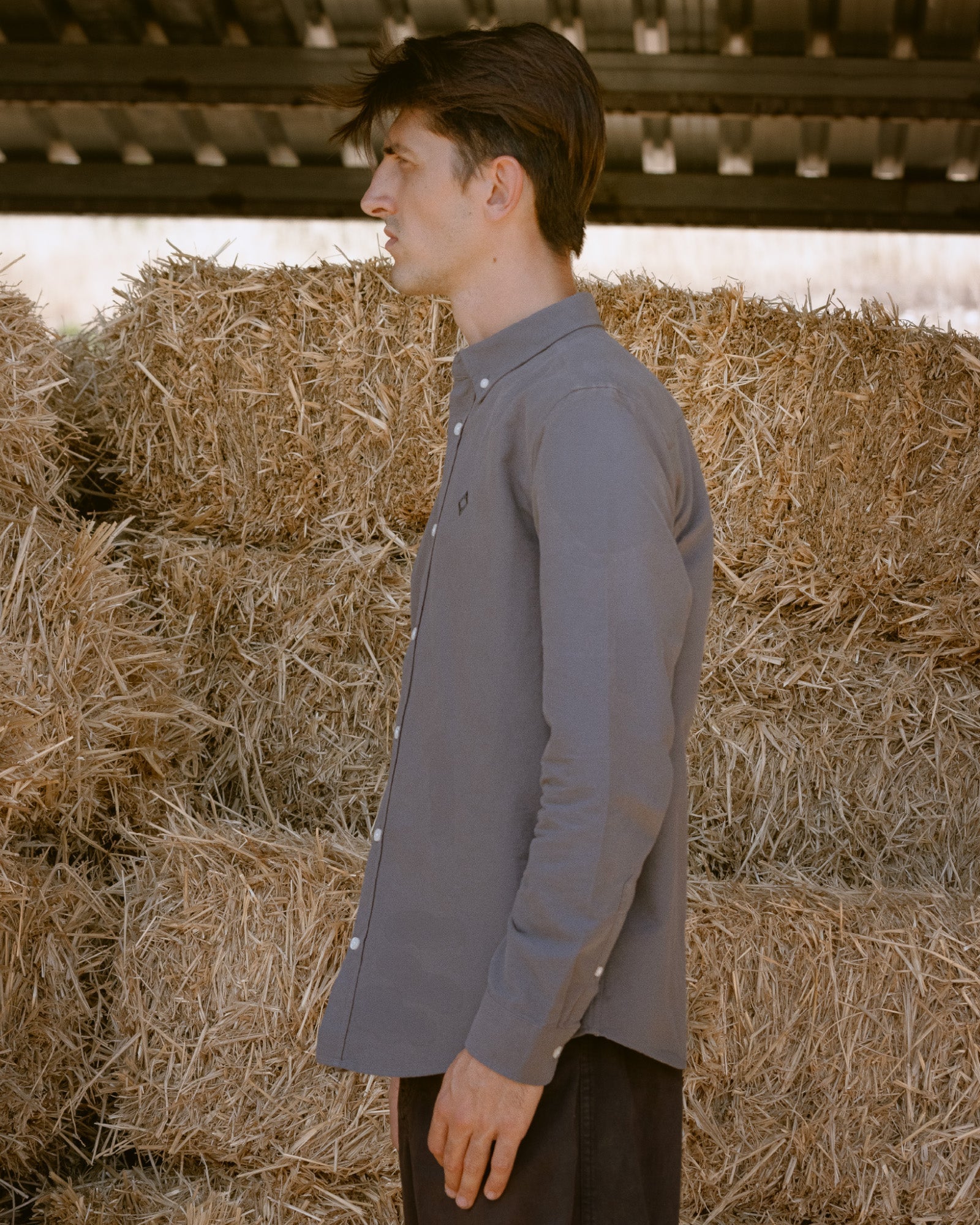 Camisa Oxford Hombre Gris Oscura - Tailor Dance
