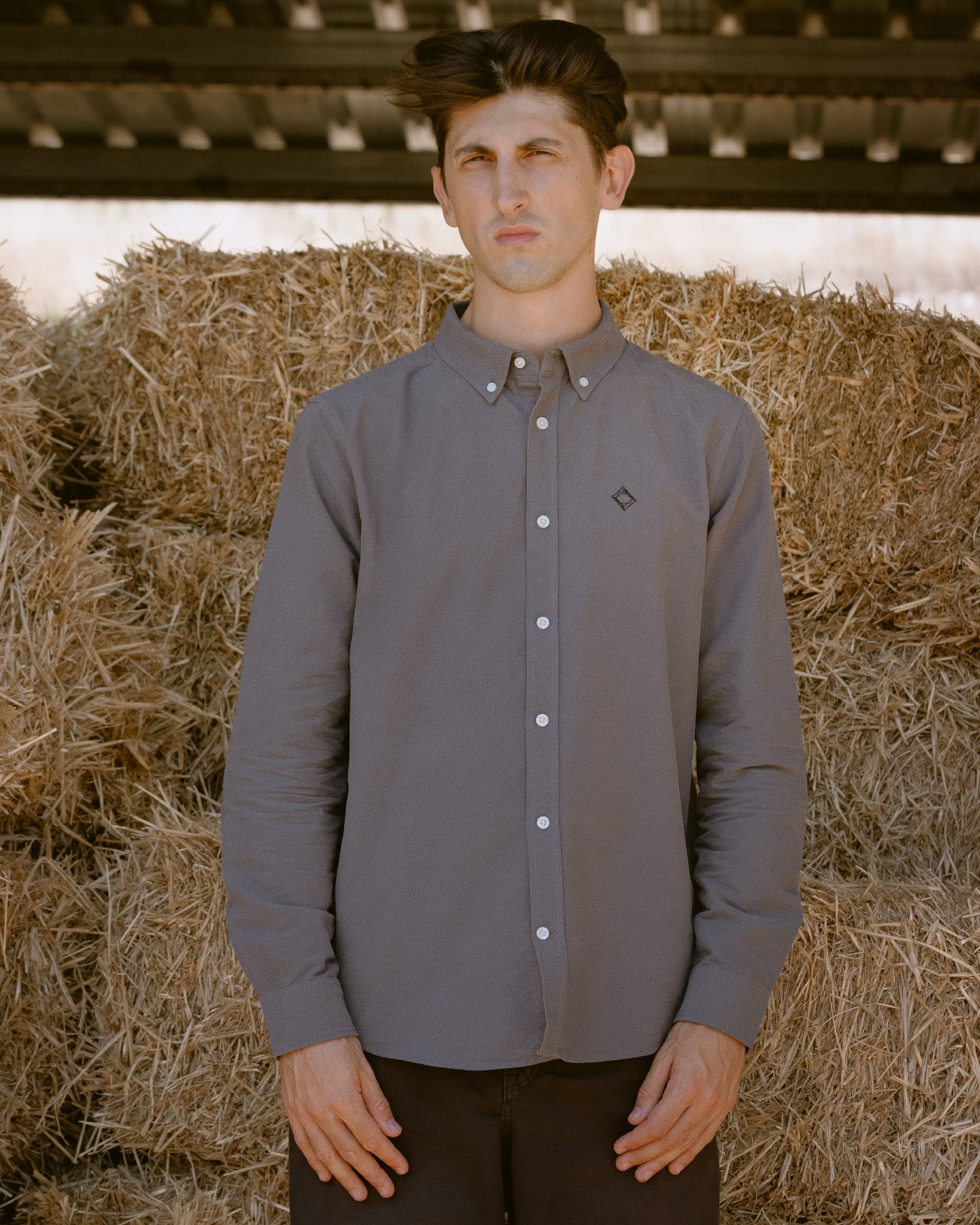 Camisa Oxford Hombre Gris Oscura - Tailor Dance