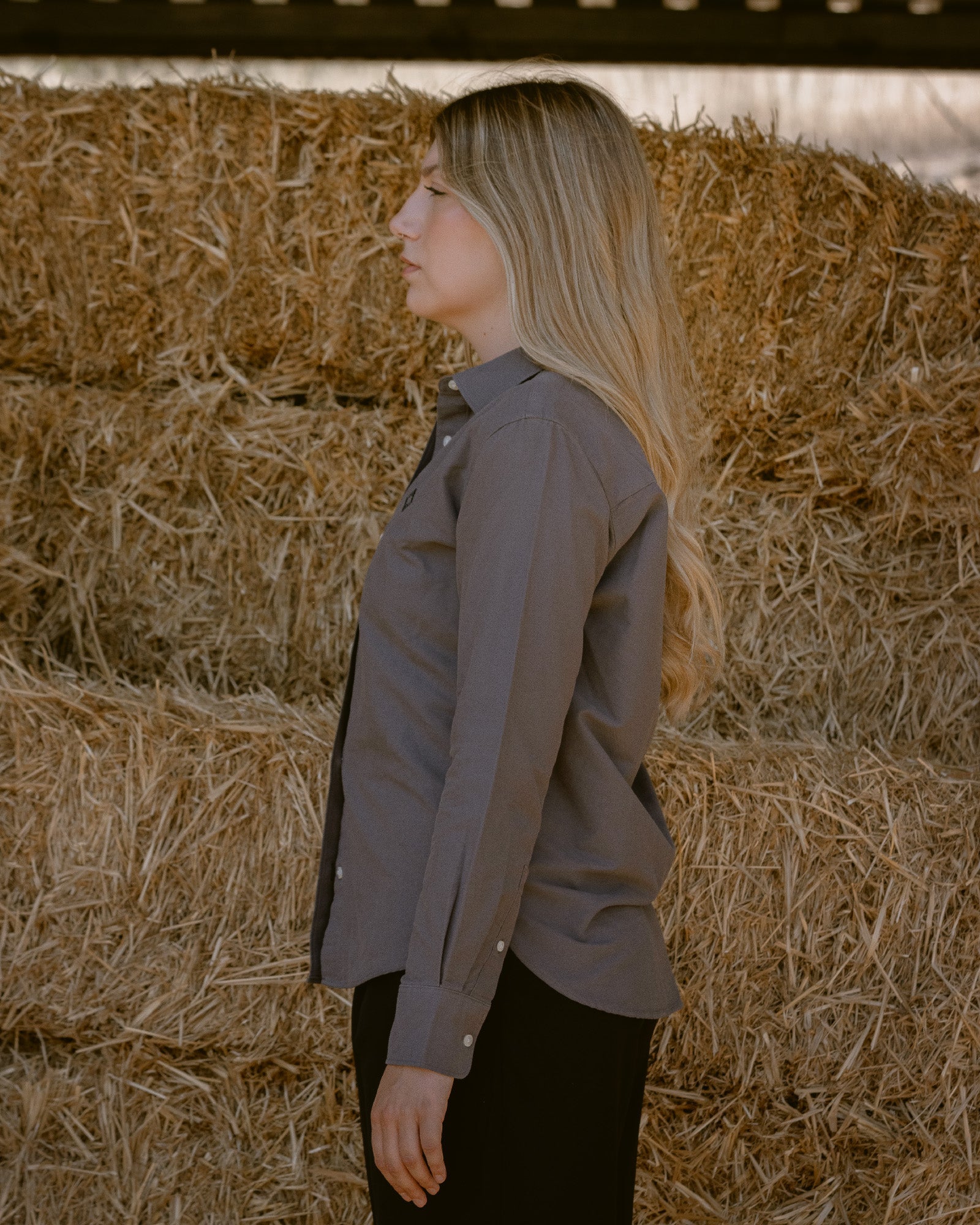 Camisa Oxford Mujer Gris Oscuro - Tailor Dance