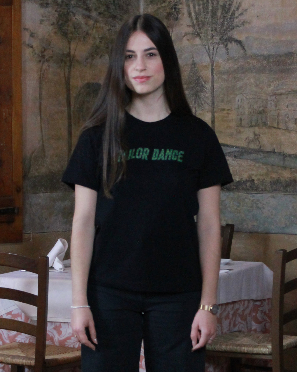 Camiseta Chica Negra Estampado Mudejar - Tailor Dance