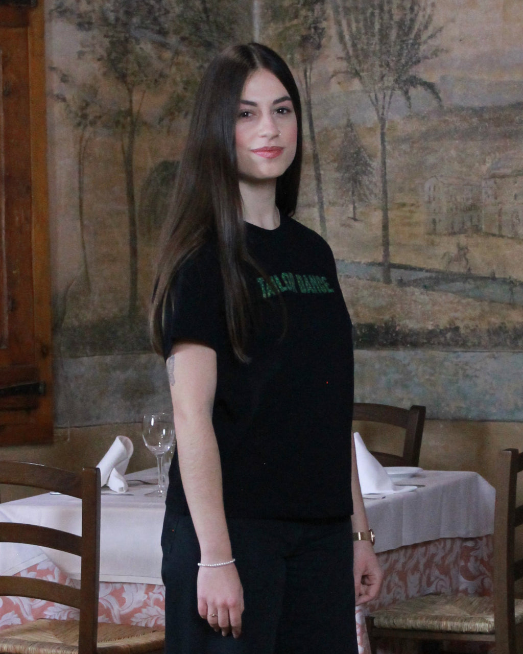 Camiseta Chica Negra Estampado Mudejar - Tailor Dance