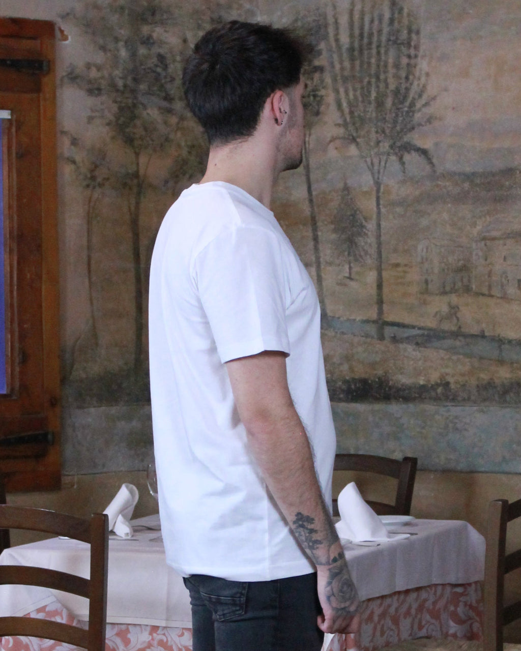 Camiseta Hombre Blanco Estampado Frontal - Tailor Dance